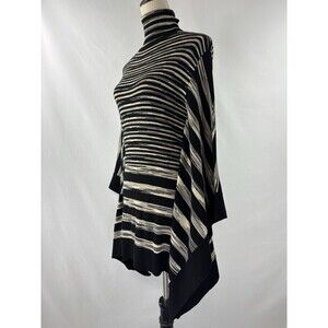 Karen Millen Sweater Cape Black Cream Tan Grey Space Dye Stripe 2 Poncho